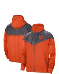 Nike Orange Clemson Tigers Windrunner Full Zip Jacket