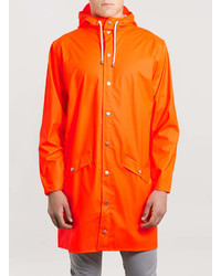 Rains Orange Long Waterproof Jacket
