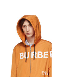 Burberry Orange Nylon Horseferry Hooded Jacket