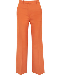 Orange Wool Flare Pants