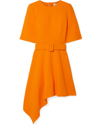 Oscar de la Renta Asymmetric Wool Blend Crepe Mini Dress