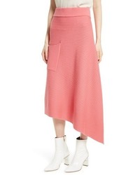 Tibi Asymmetrical Rib Merino Wool Skirt