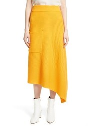 Tibi Asymmetrical Rib Merino Wool Skirt