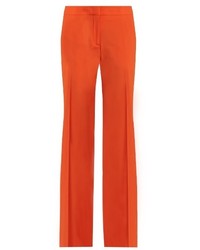 Orange Wool Wide Leg Pants