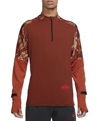 Nike Dri Fit Elet Half Zip Long Sleeve Trail Running Shirt In Orangehabanero Red At Nordstrom