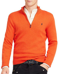 Men's Orange Zip Neck Sweater, Navy Horizontal Striped Crew-neck T ...