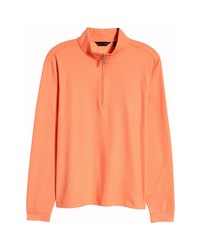 Scott Barber Tech Stretch Gingham Half Zip Pullover In Cantaloupe At Nordstrom