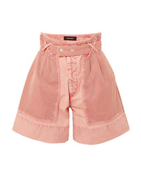 Pink Acid Wash Denim Shorts