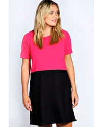 Pink and Black Casual Dress