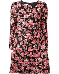 Pink and Black Floral Casual Dress