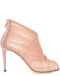 Dolce & Gabbana Pleated Tulle Open Toe Ankle Boots