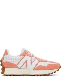 New Balance White Pink 327 Sneakers