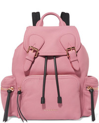 Burberry Medium Mesh Trimmed Textured Leather Backpack Pink