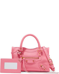 Balenciaga Classic City Nano Texured Leather Shoulder Bag Pink