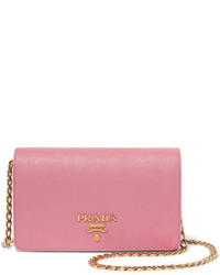 Prada Textured Leather Shoulder Bag Baby Pink