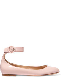 Gianvito Rossi Patent Leather Ballet Flats Baby Pink