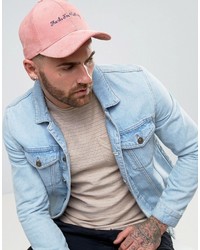 Asos Baseball Cap In Pink Cord With Embroidery