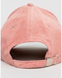 Asos Baseball Cap In Pink Cord With Embroidery