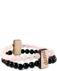 Domo Beads Double Bracelet Rose Quartz Black Onyx