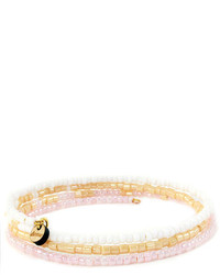 Domo Beads Memory Bracelet Light Pink Tan White Ombr