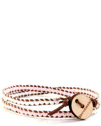 Domo Beads Mini Premium Wrap Bracelet Light Pink White On Light Brown