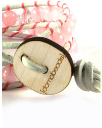 Domo Beads Premium Wrap Bracelet Rose Quartz On White