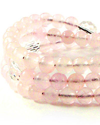 Domo Beads Stretchy Wrap Bracelet Rose Quartz Puffed Coin Crystal