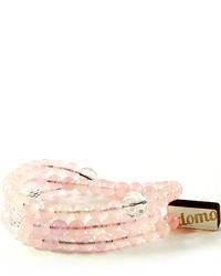 Domo Beads Stretchy Wrap Bracelet Rose Quartz Puffed Coin Crystal