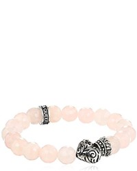 King Baby Studio King Baby 10mm Rose Quarz Bead Bracelet With Day Of The Dead Crowned Heart