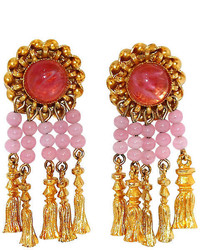 One Kings Lane Vintage Wm De Lillo Gold Pink Tassel Earrings