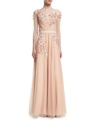 Marchesa Notte 34 Sleeve Beaded Tulle Gown