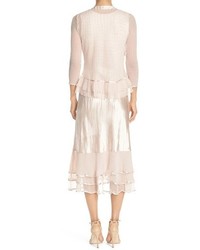 Komarov Beaded Charmeuse Chiffon Midi Dress With Jacket