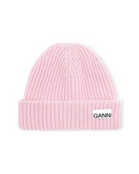 Ganni Rib Recycled Wool Blend Beanie In Pink Nectar At Nordstrom