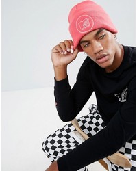 Asos X Mtv Patch Beanie In Pink