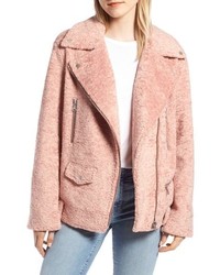 Avec Les Filles Faux Shearling Biker Jacket