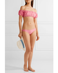 Lisa Marie Fernandez Leandra Off The Shoulder Stretch Cotton Blend Bikini Pink