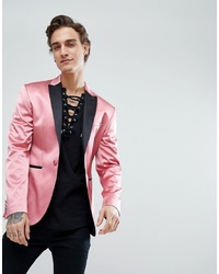 ASOS DESIGN Asos Super Skinny Tuxedo Blazer In Pink Sa