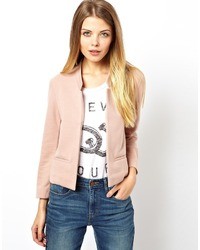 Asos Cropped Blazer In Ponte With Notch Detail