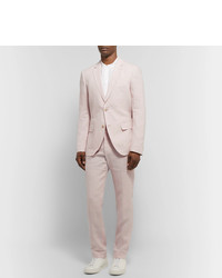 Club Monaco Grant Light Pink Slim Fit Linen Blazer
