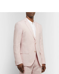 Club Monaco Grant Light Pink Slim Fit Linen Blazer