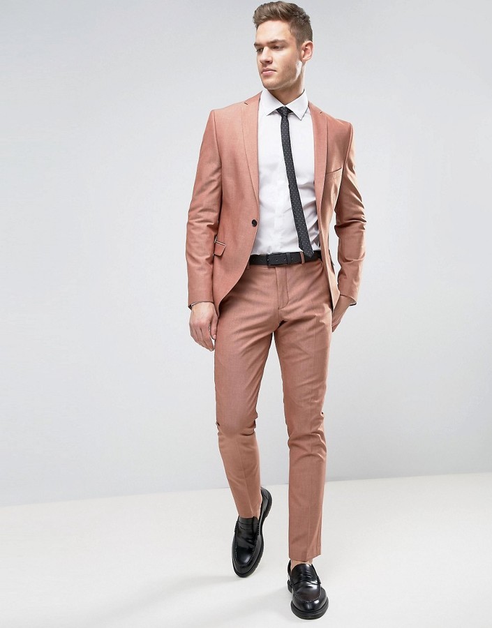 Selected Homme skinny fit suit jacket in pink