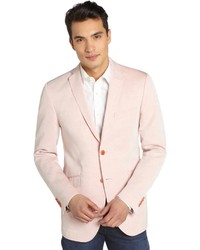 Etro Light Pink Cotton Linen Blend Two Button Blazer