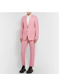 Alexander McQueen Pink Slim Fit Wool And Mohair Blend Suit Jacket