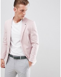 Burton Menswear Regular Fit Linen Blazer In Pink
