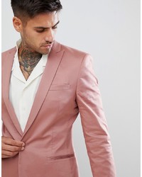 ASOS DESIGN Super Skinny Blazer In Dusky Pink Cotton Sa
