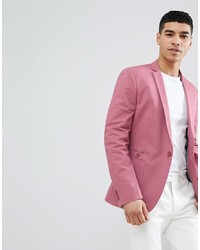 ASOS DESIGN Super Skinny Blazer In Pink Cotton