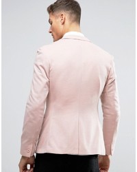 Asos Super Skinny Jersey Blazer In Pink