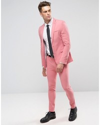 Asos Super Skinny Suit Jacket In Mid Pink