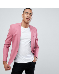 ASOS DESIGN Tall Skinny Blazer In Pink Cotton