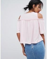 Daisy Street Cold Shoulder Top With Wide Sleeve